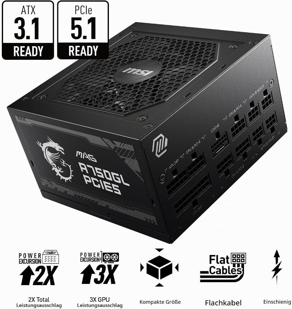 MSI MAG 750W Power Supply 80 Plus Gold (nieuw), Computers en Software, Ophalen of Verzenden
