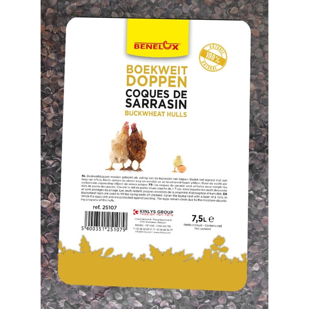 Boekweitdoppen 7,5L, Dieren en Toebehoren, Pluimvee | Toebehoren, Nieuw, Kippenhok of Kippenren, Ophalen of Verzenden