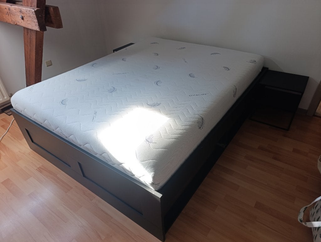 Lit 2 personnes 160 cm, Enlèvement ou Envoi, 210 cm, Comme neuf, Bois