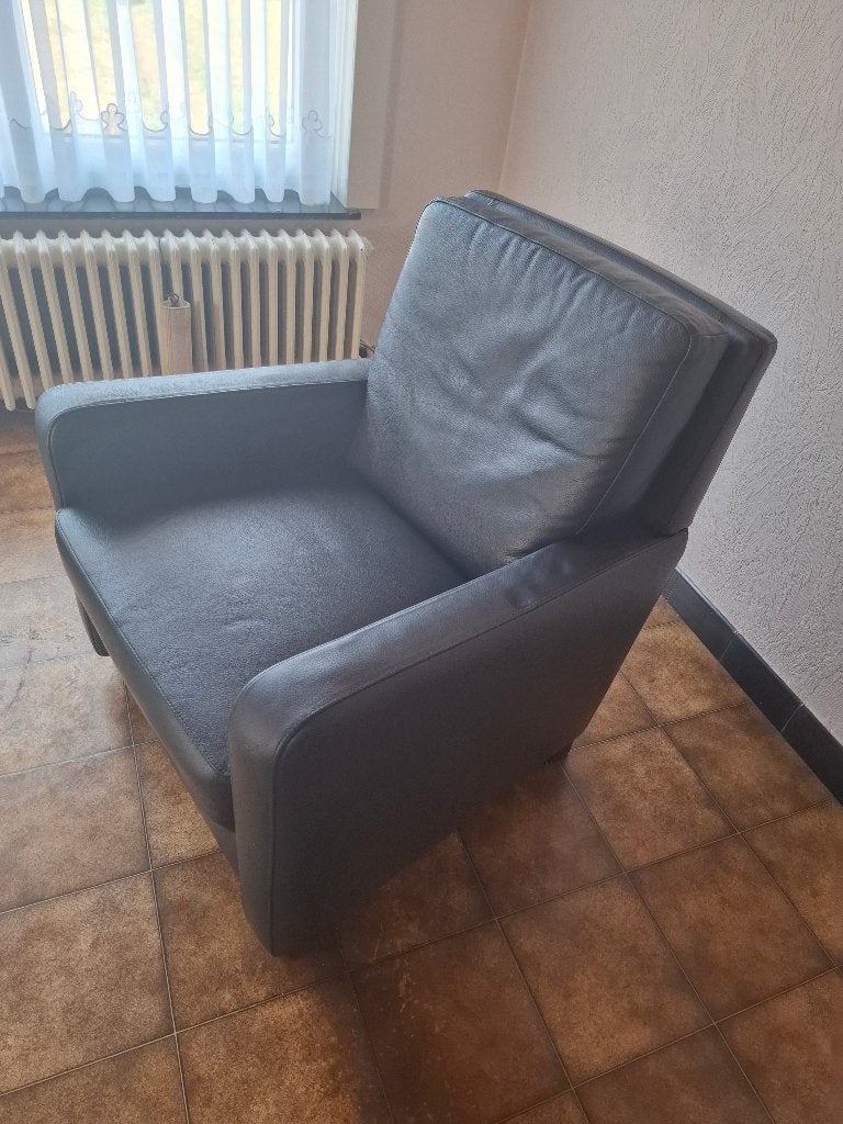 Salon zetel zwart, Ophalen, Zo goed als nieuw, Leer, Modern