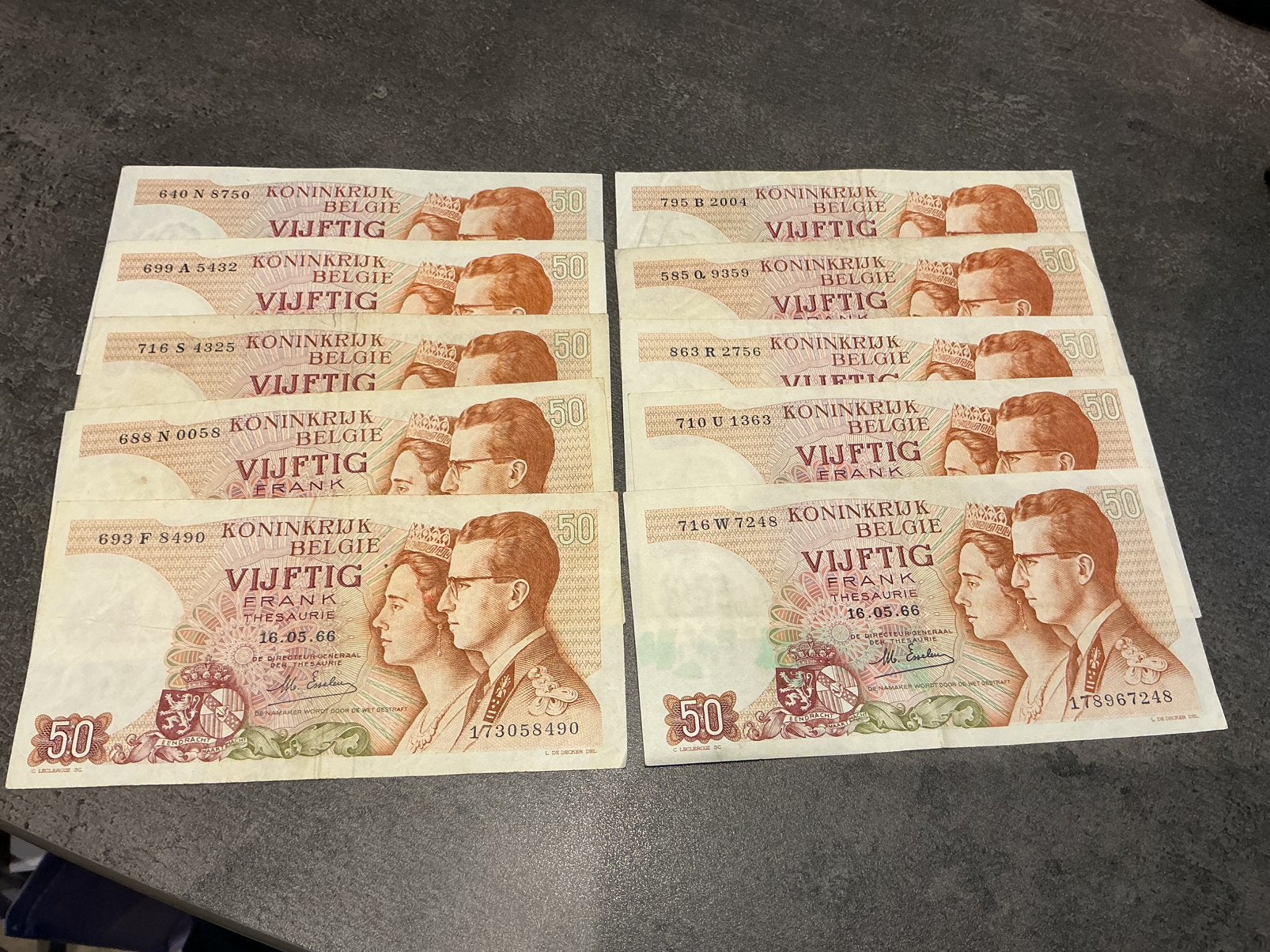 België lot 10 x 50 Frank 1966, Postzegels en Munten, Ophalen of Verzenden
