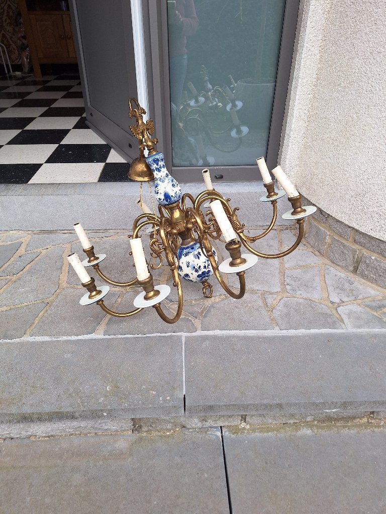 Grote Hollandse kroonluchter., Ophalen, Zo goed als nieuw, Keramiek