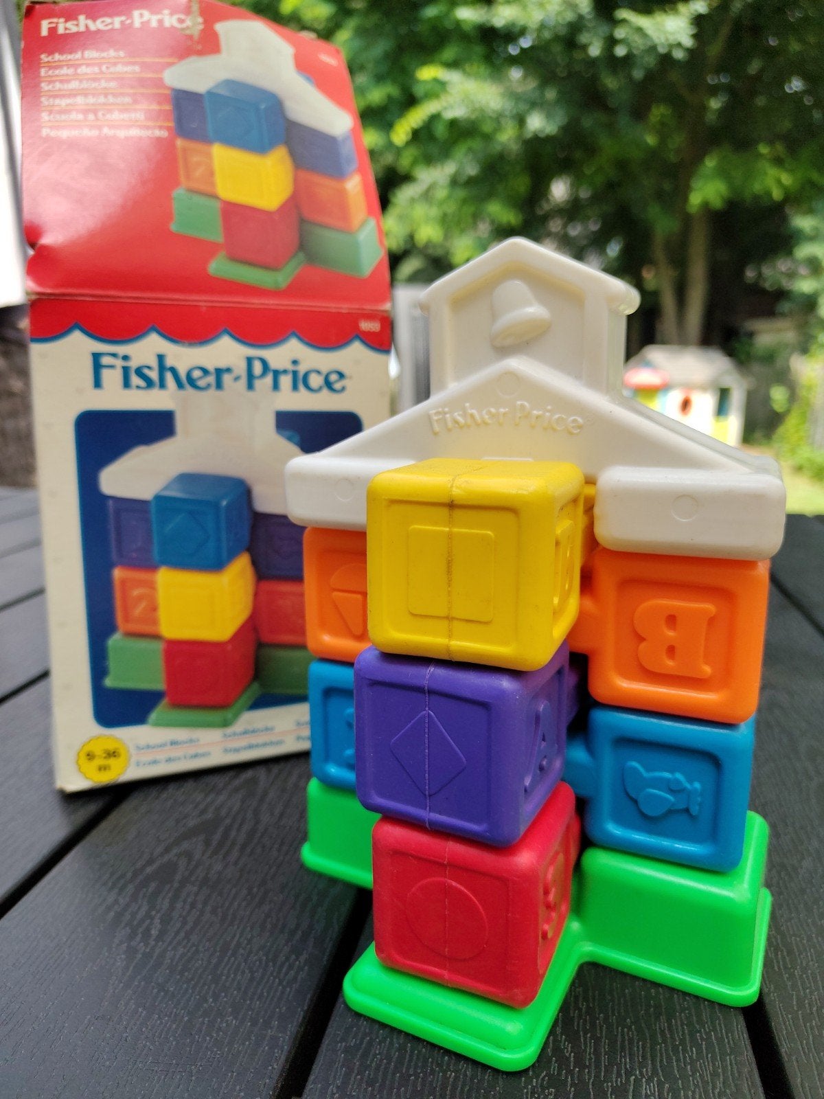 Fisher-price 1991- retro bouwblokken schoolblokken, Enlèvement, Utilisé, Set de jeu