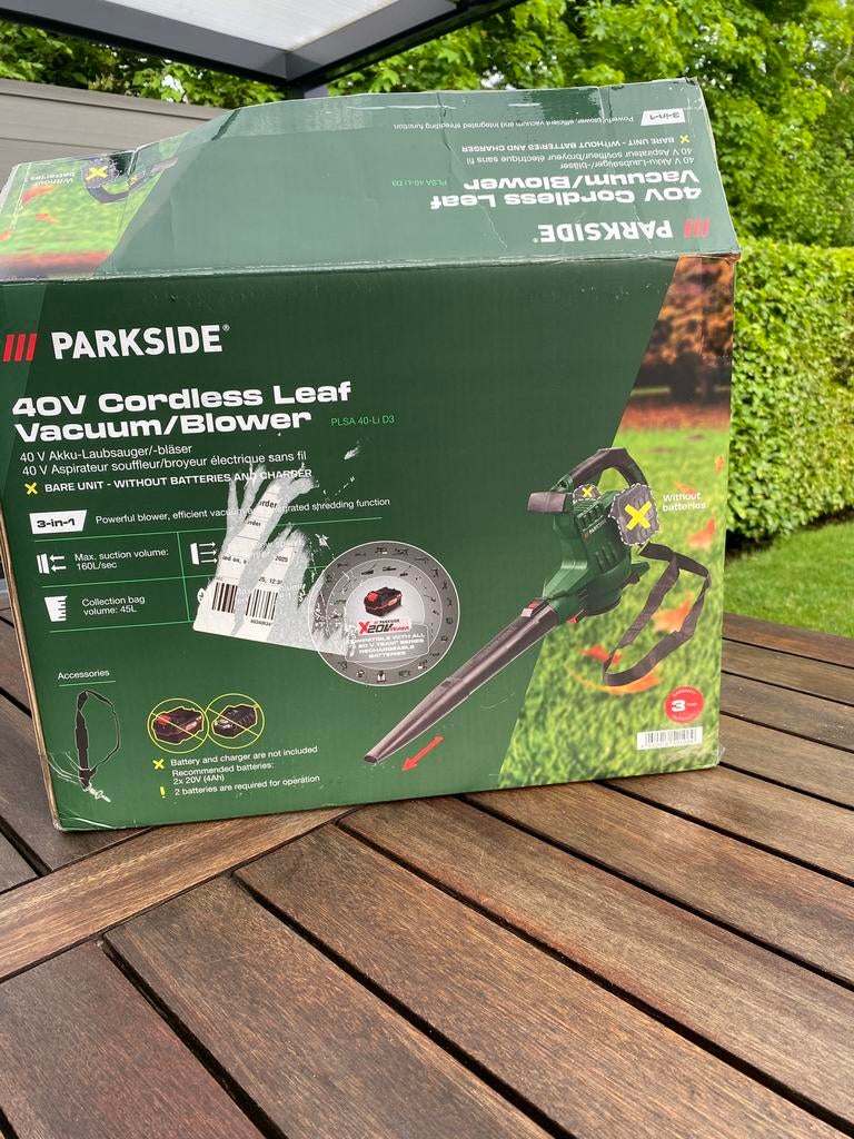Parkside aspirateur broyeur souffleur de feuilles, Neuf, Enlèvement ou Envoi, Porté à la main, Avec sac de ramassage