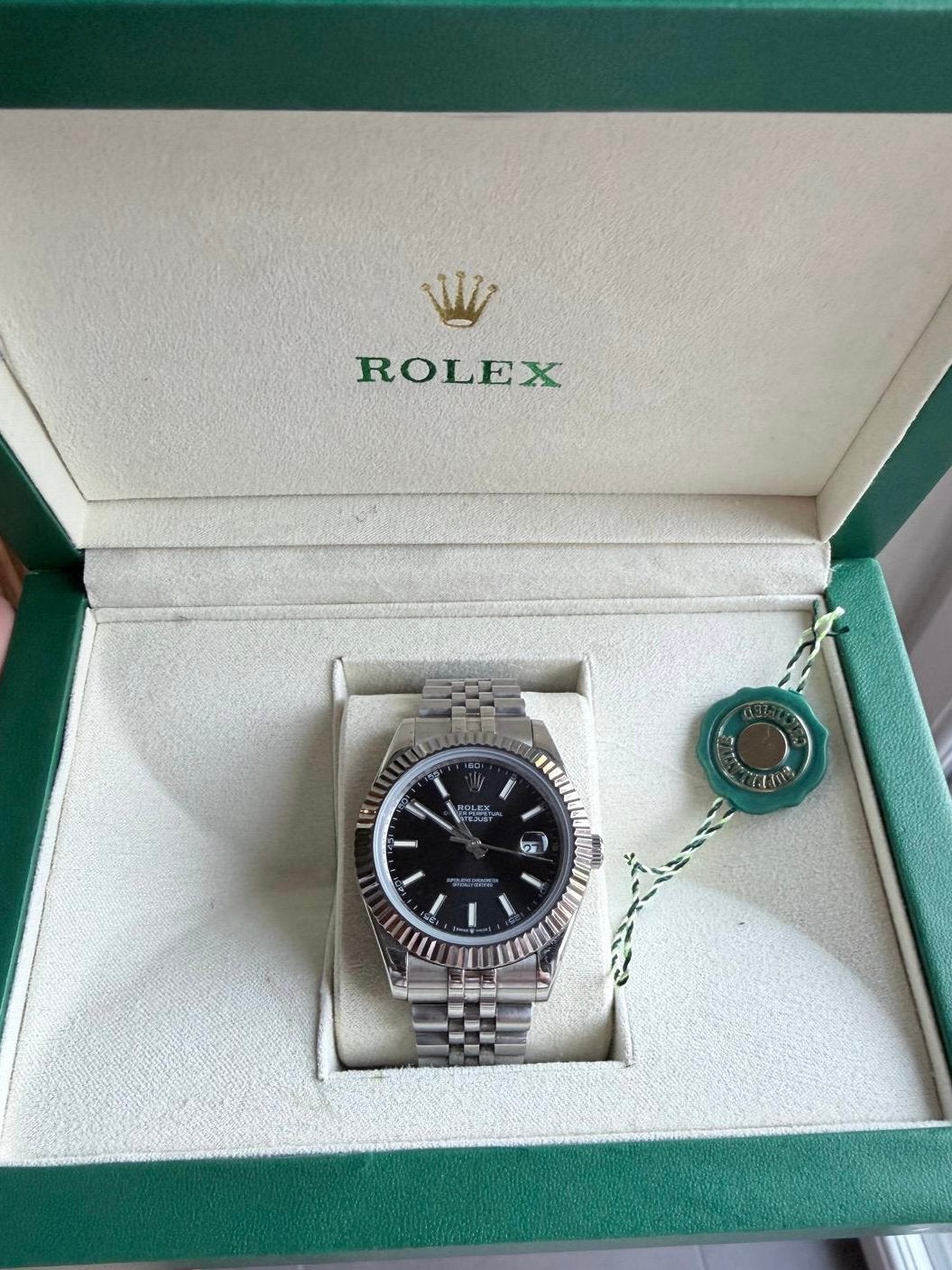 Rolex datejust 41 mm zwarte wijzerplaat, Handtassen en Accessoires, Horloges | Heren, Ophalen, Gebruikt, Rolex, Polshorloge