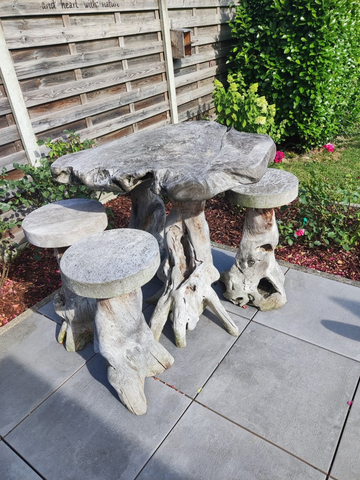 Teak set tafel + 4 stoelen, Tuin en Terras, Ophalen