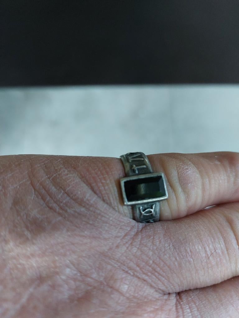 Zegelring, Handtassen en Accessoires, Ringen, Zwart, Zilver