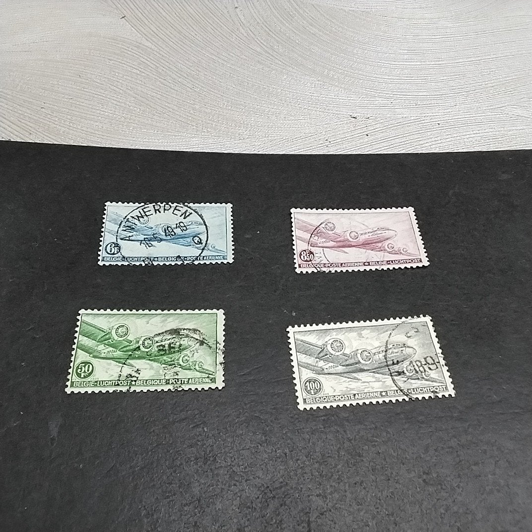 Poste aérienne de BELGIQUE 8/11 timbrée avec cote 4,00€, Enlèvement ou Envoi, Oblitéré