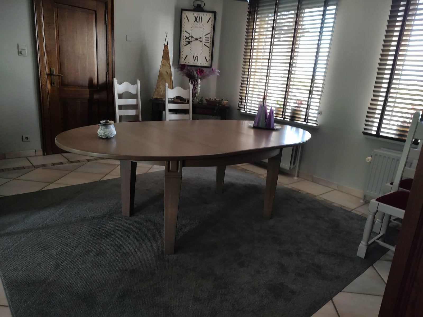 Volhouten ovale eettafel, Huis en Inrichting, Ophalen, Gebruikt, 100 tot 150 cm, 200 cm of meer