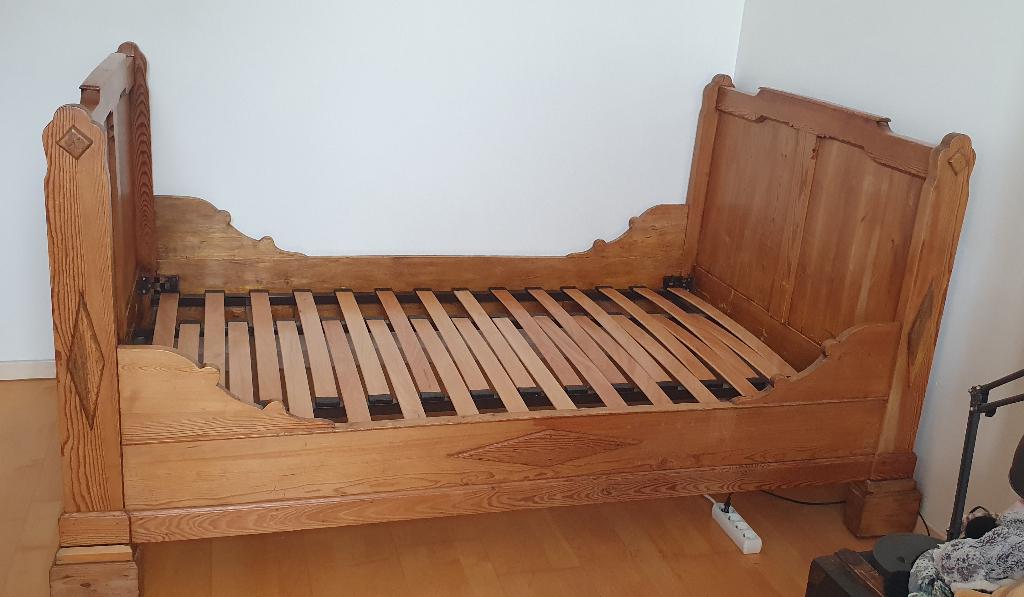 lit pitch pin, Maison & Meubles, Ancien, Enlèvement, Utilisé, 120 cm