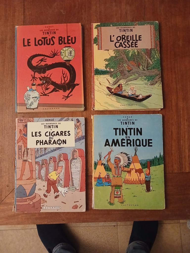 4 oude stripboeken Kuifje 3 B35 en 1 B41, Boeken, Stripverhalen, Gelezen, Meerdere stripboeken, Ophalen of Verzenden