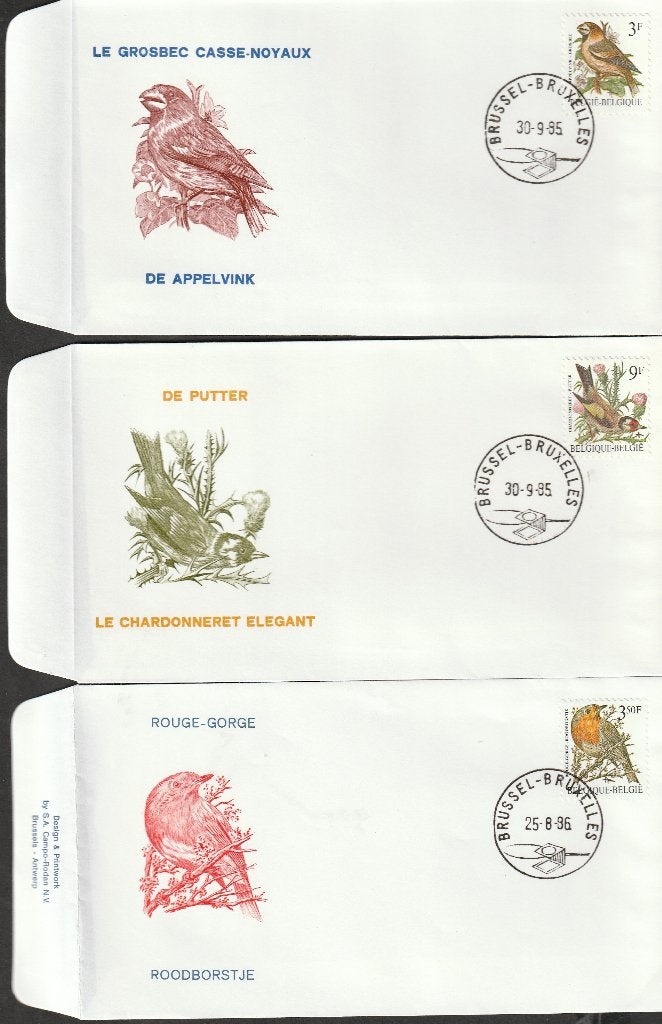 8 fdc's België Buzin vogels, Ophalen of Verzenden, Gestempeld, 1e dag stempel, Overig