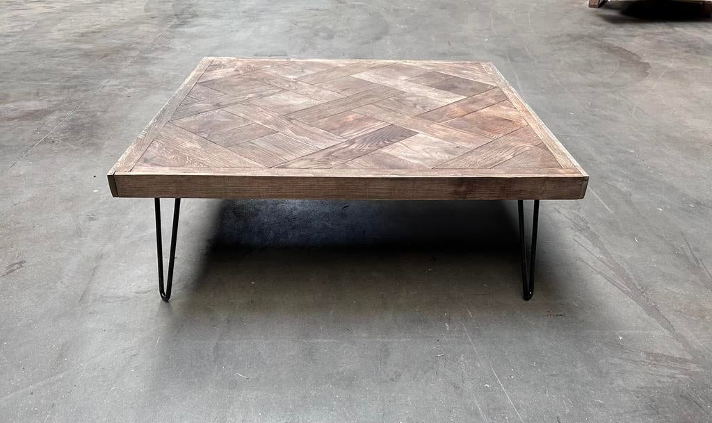 Hangdemaakte salontafel -EIK, Huis en Inrichting, 50 tot 100 cm, Vierkant, Nieuw, Industrieel