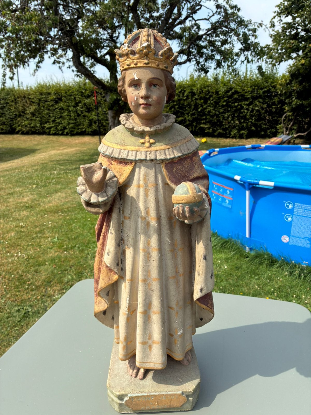 Statue ancienne de l’Enfant Jésus de Prague – 66 cm– Plâtre, Antiquités & Art, Antiquités | Objets religieux, Enlèvement