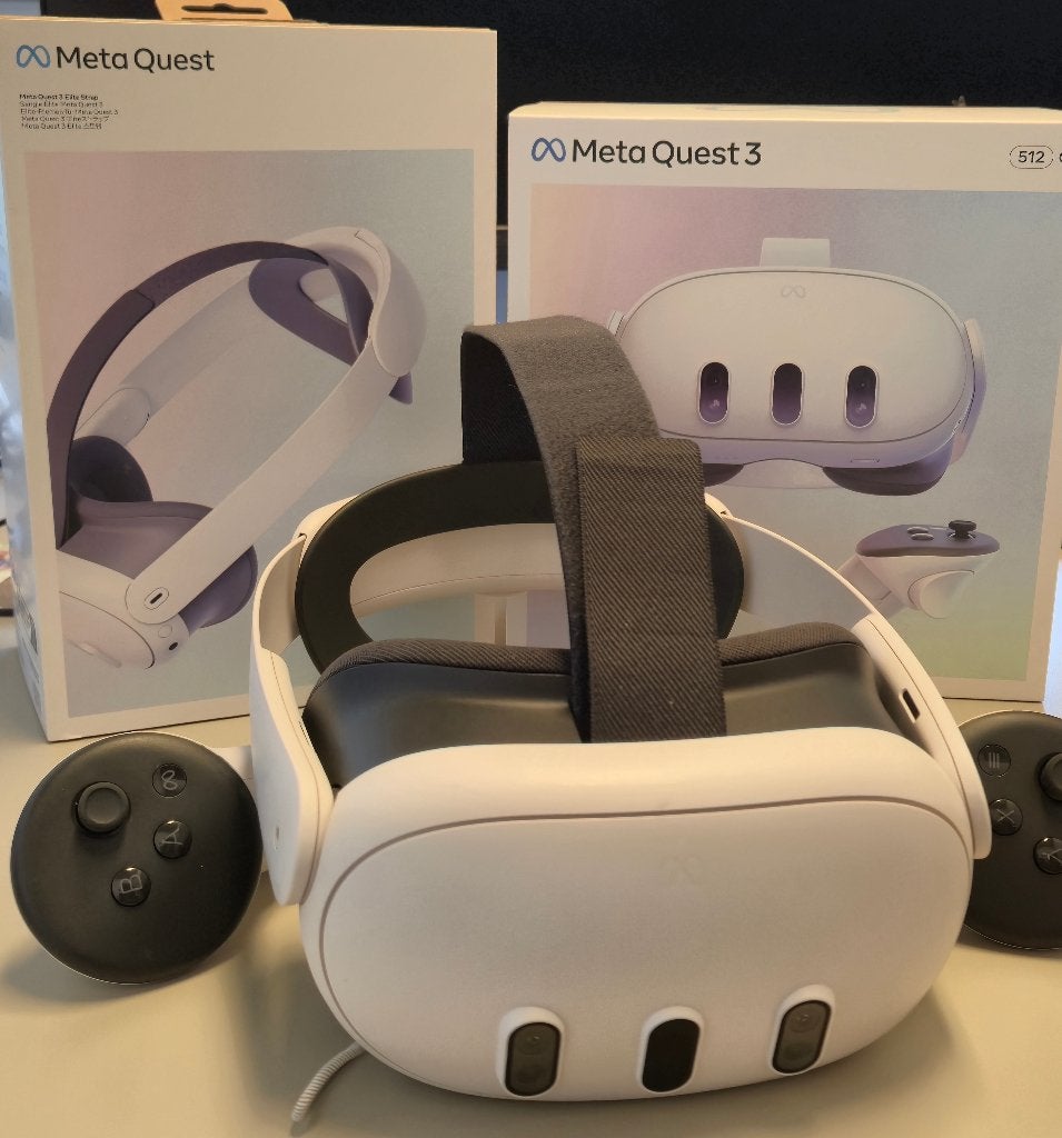 META VR-headset Quest 3 512 GB +  Elite band voor Quest 3, Games en Spelcomputers, Virtual Reality, Ophalen of Verzenden, Zo goed als nieuw