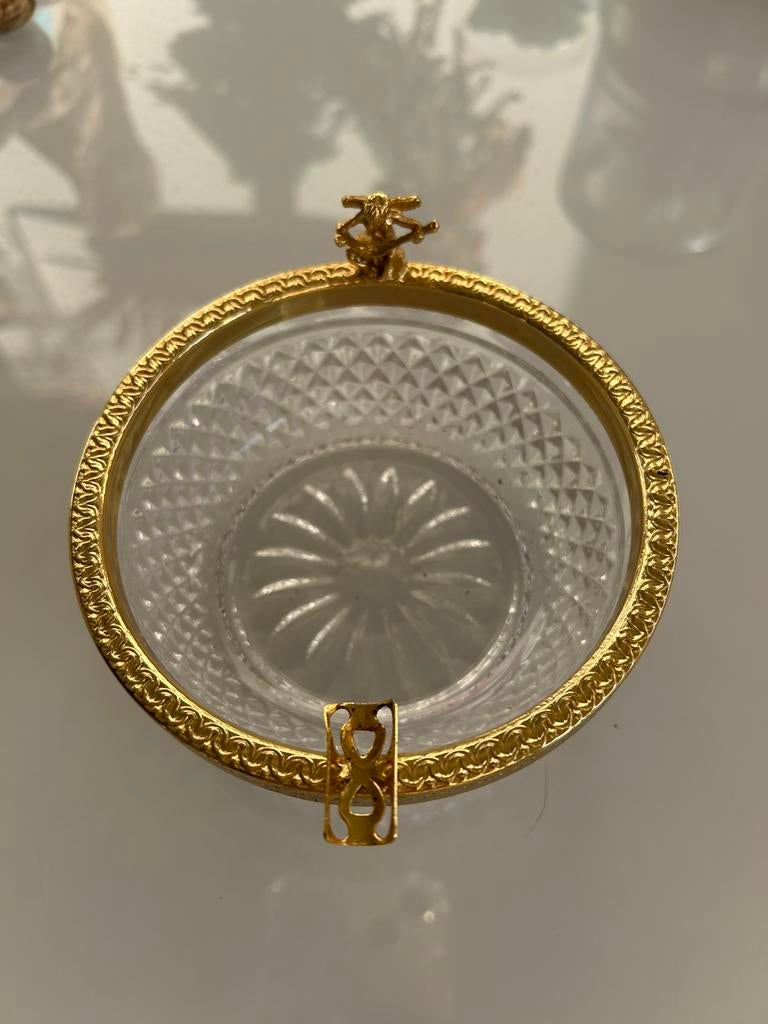 Vintage kristallen asbak met vergulde rand en engeltje, Antiek en Kunst, Antiek | Glaswerk en Kristal, Ophalen