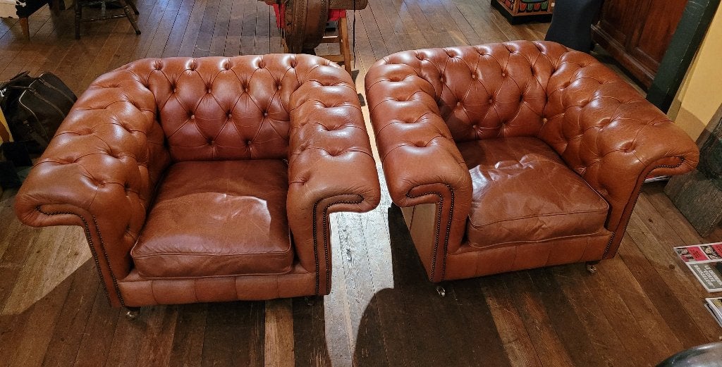Fauteuil Chesterfield, Maison & Meubles, Fauteuils, Enlèvement, Comme neuf, Cuir