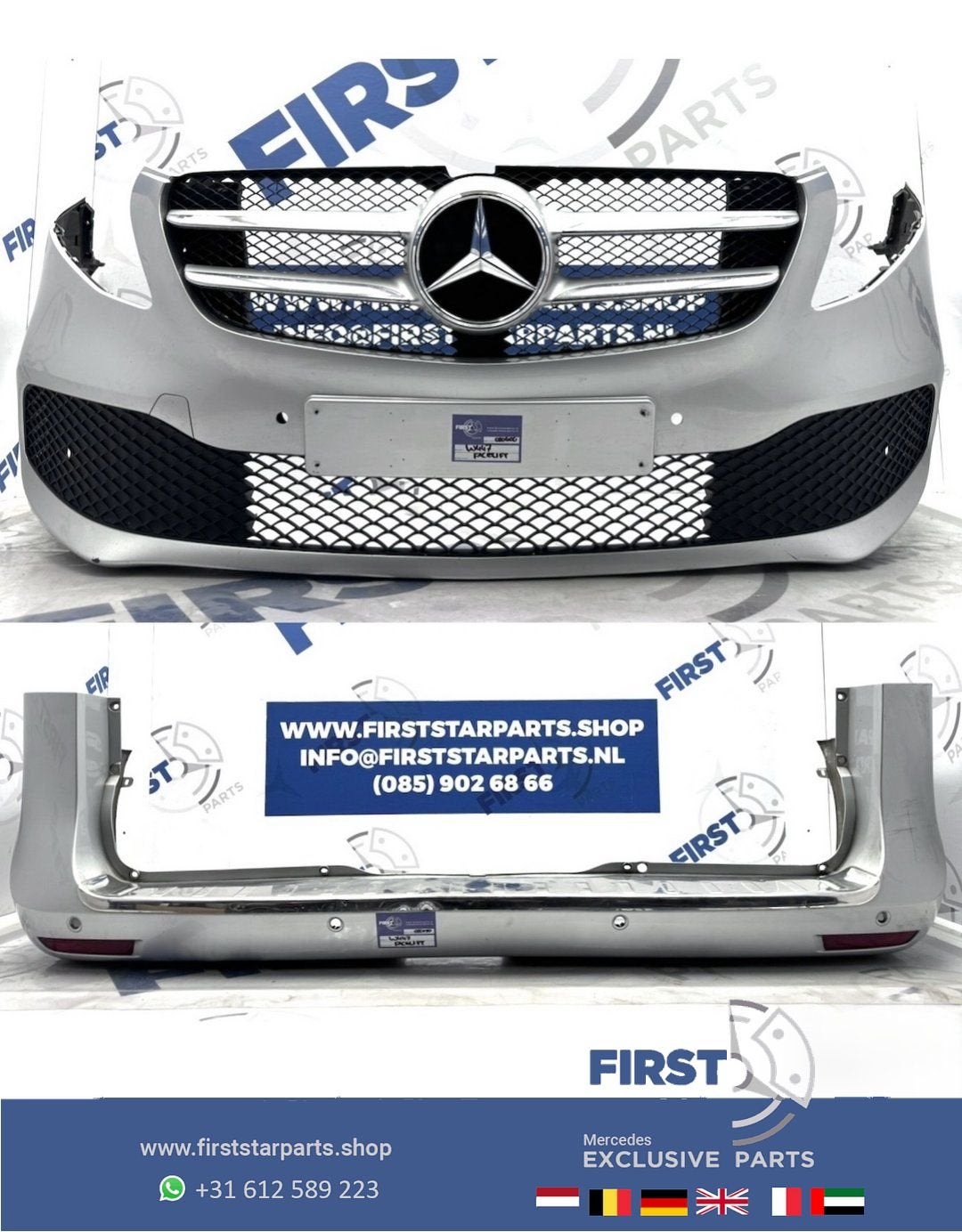W447 V KLASSE FACELIFT VOORBUMPER + ACHTERBUMPER SET ZWART W, Auto-onderdelen, Gebruikt, -, Ophalen of Verzenden, Bumper