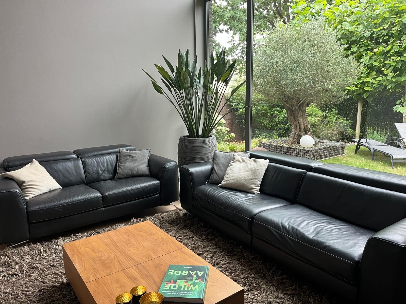 Zwarte lederen zetels Natuzzi editions, Enlèvement, Utilisé, Cuir, Modern
