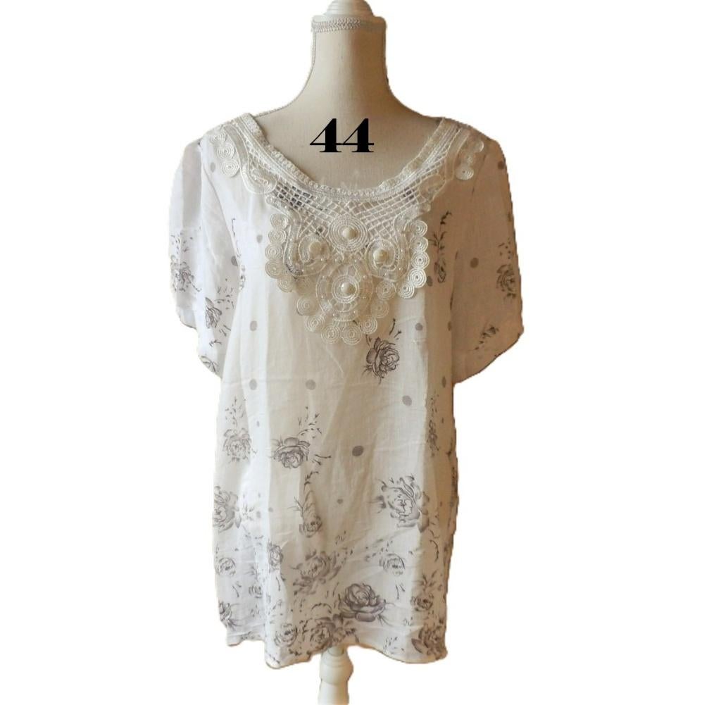 (98) -blouse femme t.44 creme brun - j.stars -, Kleding | Dames, Blouses en Tunieken, Beige, Maat 42/44 (L), J.stars, Ophalen of Verzenden