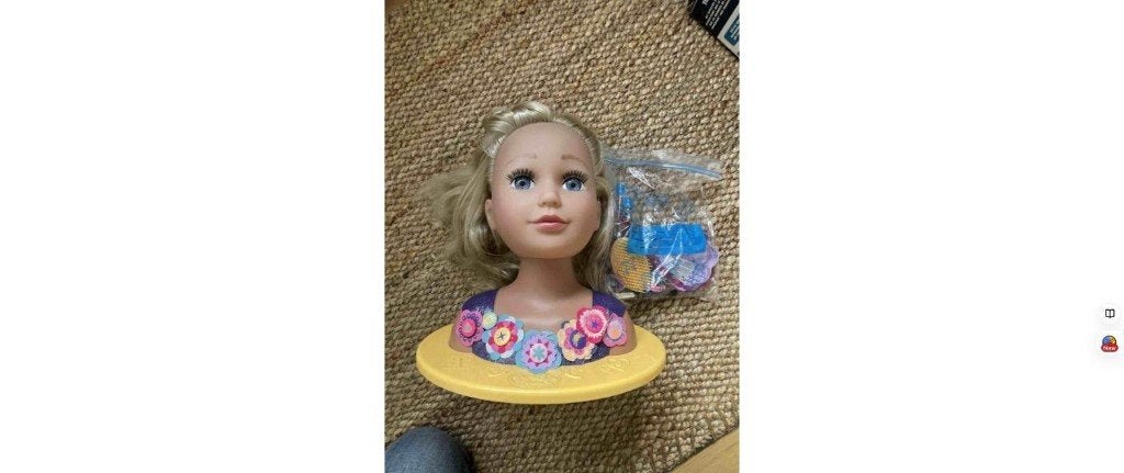 Tête à coiffer Corolle blonde + accessoires de coiffure, Ophalen of Verzenden, Gebruikt, Overige typen