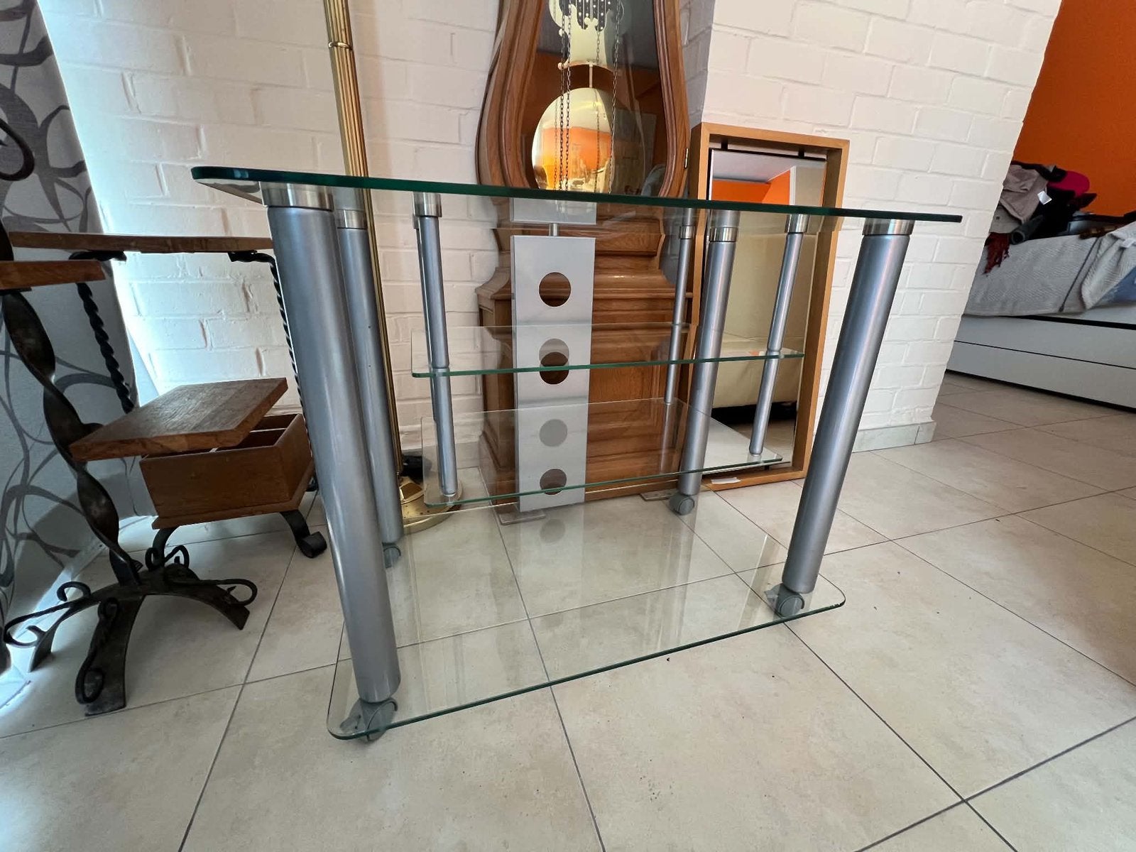 Meuble TV, 25 à 50 cm, Moins de 100 cm, Comme neuf, Verre
