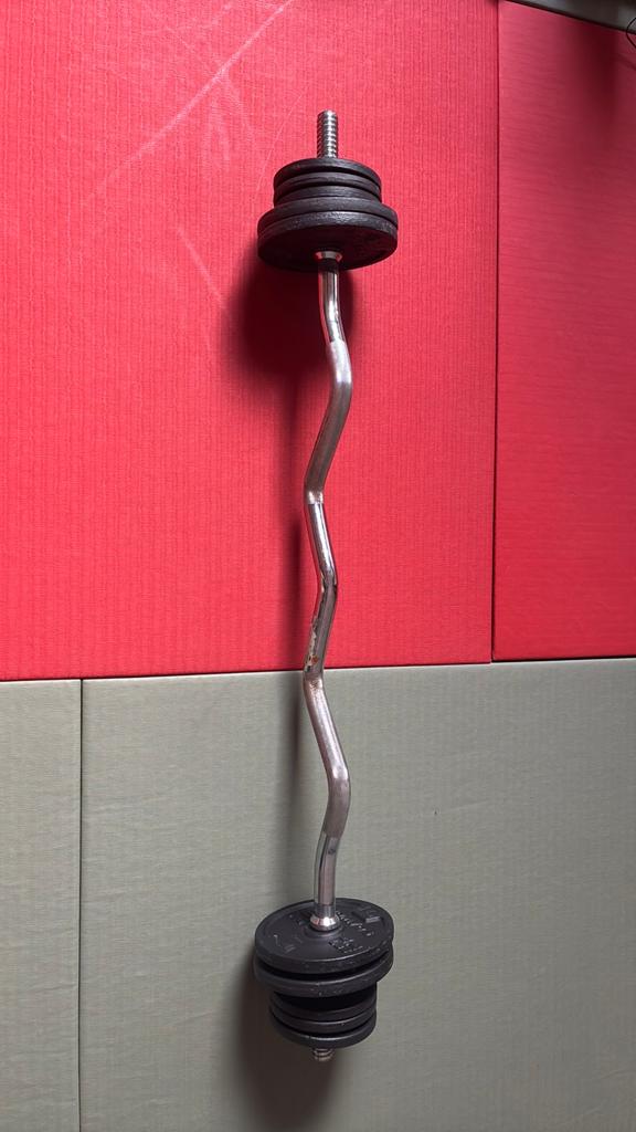 Ez curl bar + 7 kg aan elke zijde, Sport en Fitness, Ophalen, Gebruikt