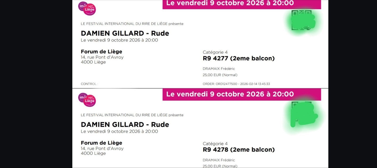 spectacle de Damien Gillard à Liège le 9 octobre, Tickets & Billets, Octobre