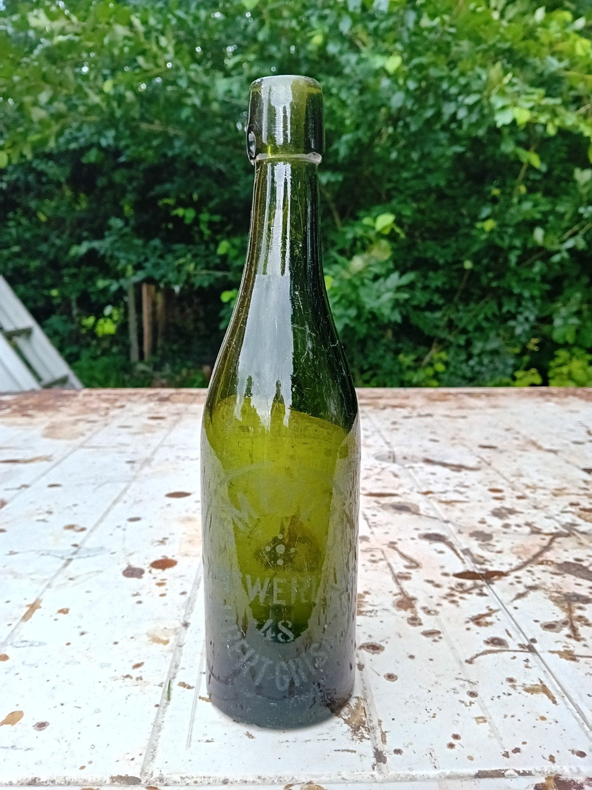 Oude vintage bierfles J Meyer Antwerpen, Ophalen of Verzenden
