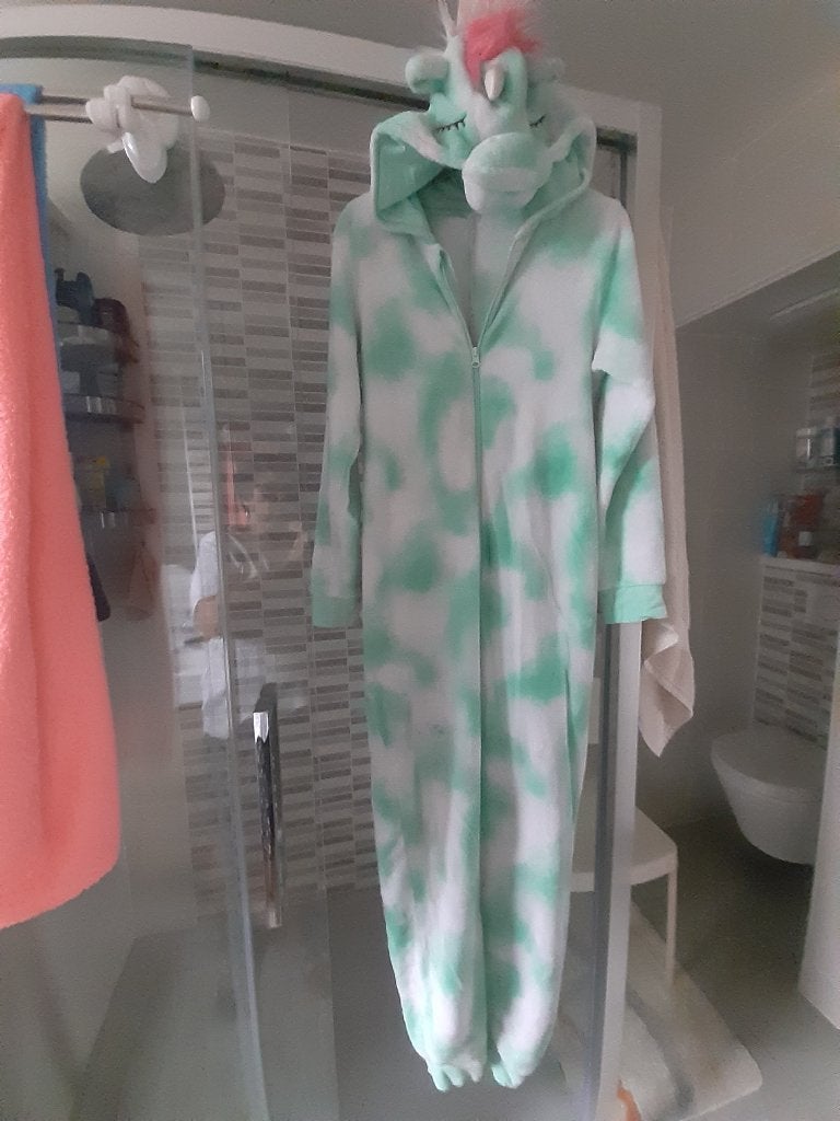 Pyjama combinaison licorne verte pour ado, Enlèvement, Comme neuf, 158 à 164, Garçon ou Fille