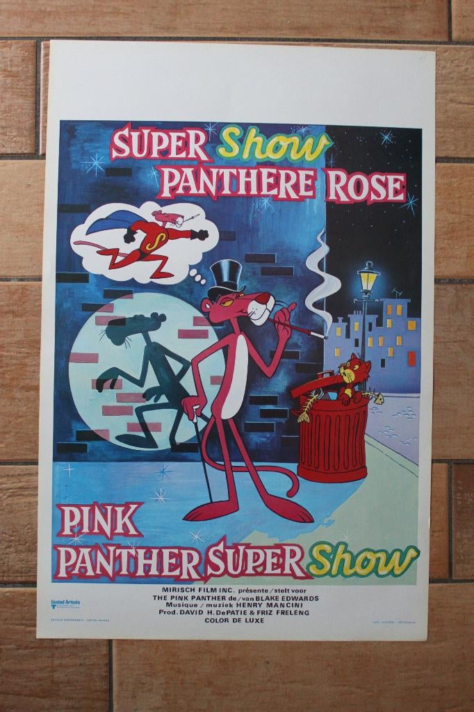 filmaffiche The Pink Panther Super Show filmposter, Rechthoekig Staand, Ophalen of Verzenden, Zo goed als nieuw, A1 t/m A3