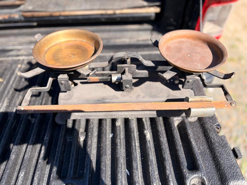 Antieke Franse Keukenweegschaal orgineel schaal + gewichten, Antiek en Kunst, Ophalen