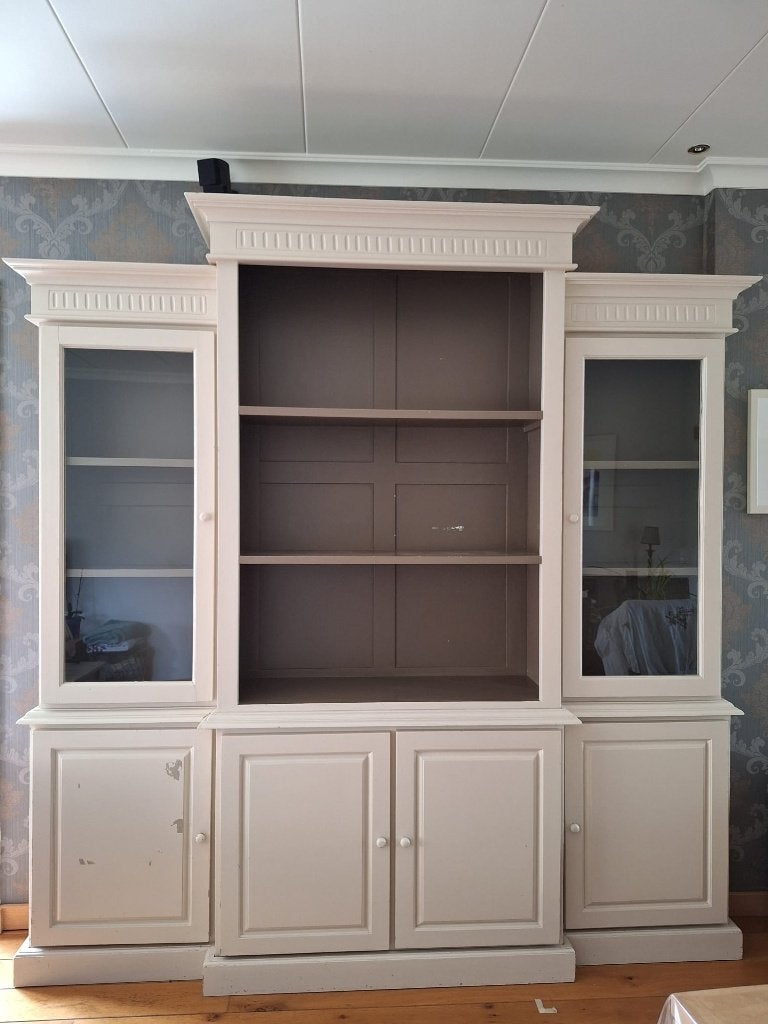 Landelijke witte vitrinekast (hout), Huis en Inrichting, Kasten | Vitrinekasten, Ophalen, 200 cm of meer, Landelijk, 200 cm of meer