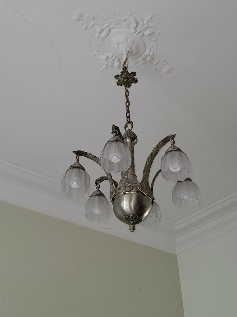Lampadaire à six bras, style Art Déco tardif / Néoclassique, Antiquités & Art, Enlèvement