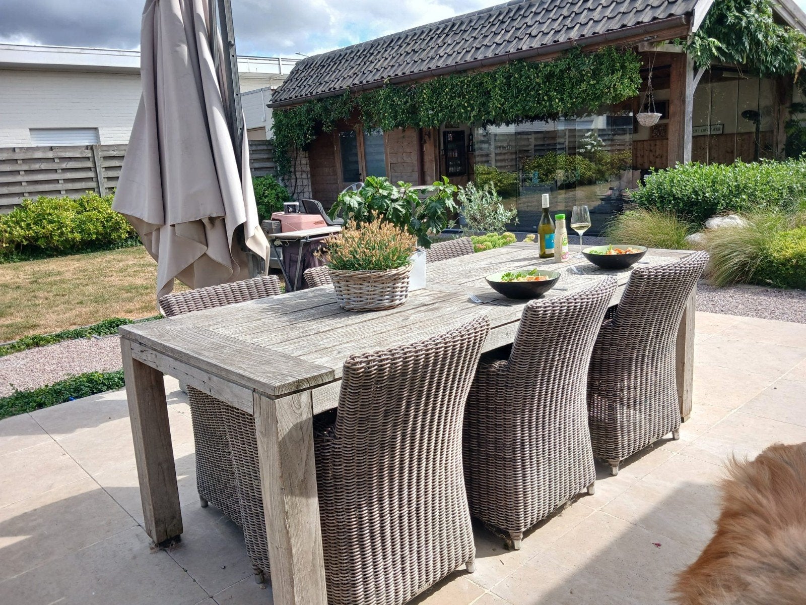 Teak tuintafel, Enlèvement, Utilisé, Bois de teck, 6 places