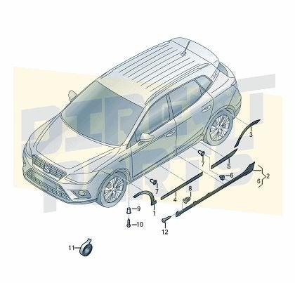 Seat Arona (11/17-)  Dorpel 2-4-5 deurs SIDESKIRT Rechts 6F9, Auto-onderdelen, -, Verzenden, -, Nieuw