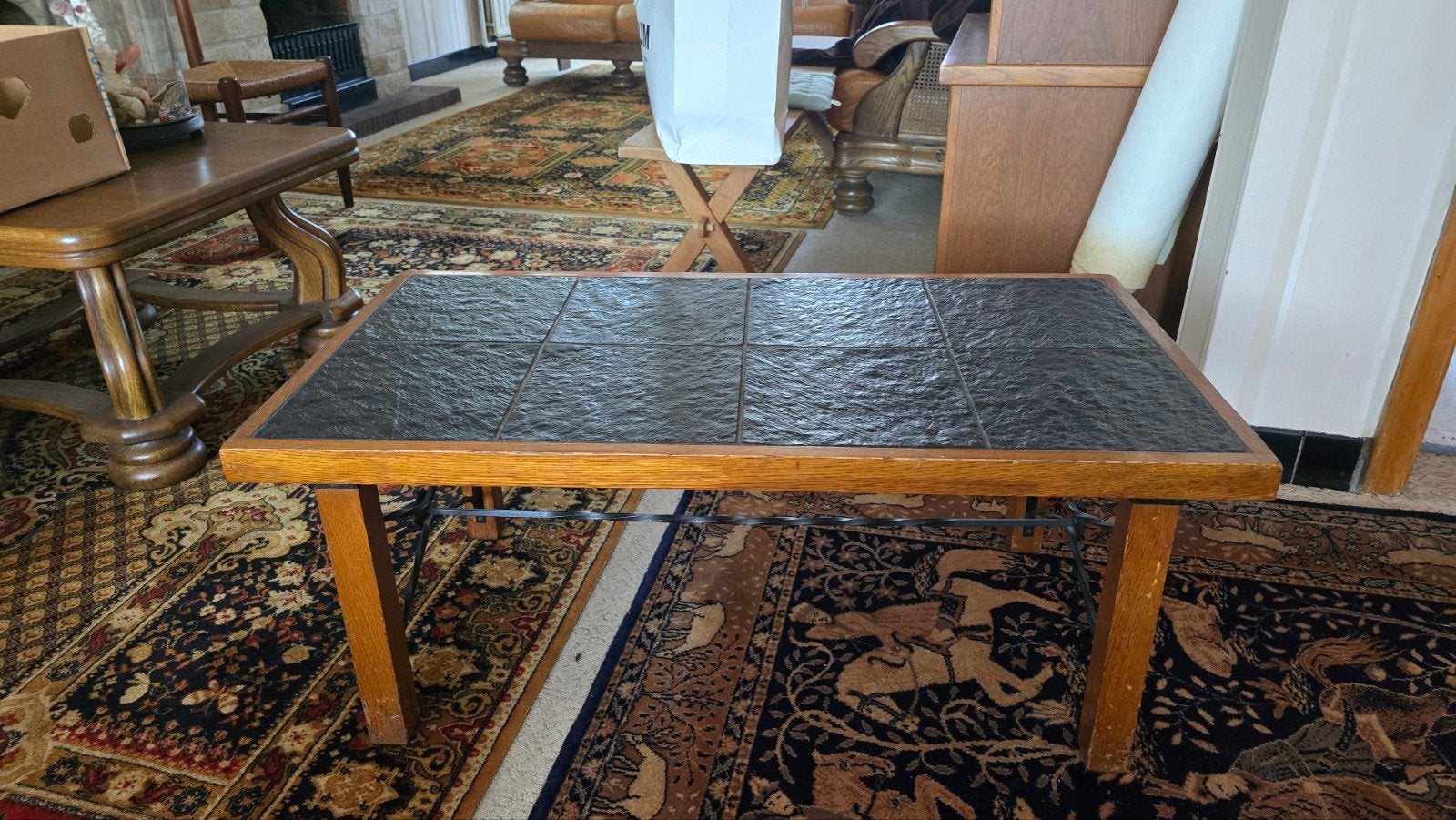 salontafel met zwarte steen, Huis en Inrichting, Ophalen, Gebruikt, 50 tot 100 cm, 50 tot 100 cm