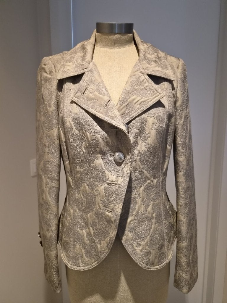 Airfield blazer jacquard grijs-beige met paisley, maat 36, Ophalen of Verzenden, Zo goed als nieuw, Jasje, Airfield