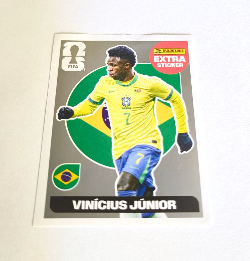 Panini WK: zilveren extra sticker van Vinicius, Ophalen of Verzenden, Nieuw