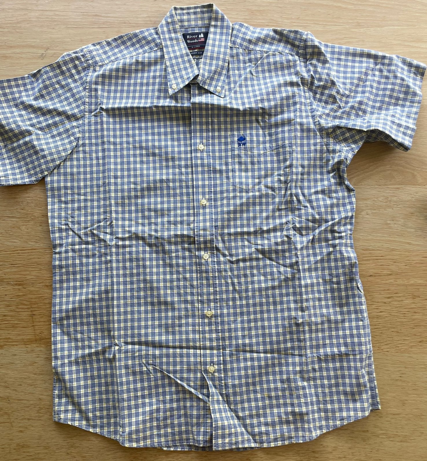 Hemd nieuwstaat river woods tight fit XL, Kleding | Heren, Overhemden, Ophalen of Verzenden, Zo goed als nieuw, Blauw, Halswijdte 43/44 (XL)