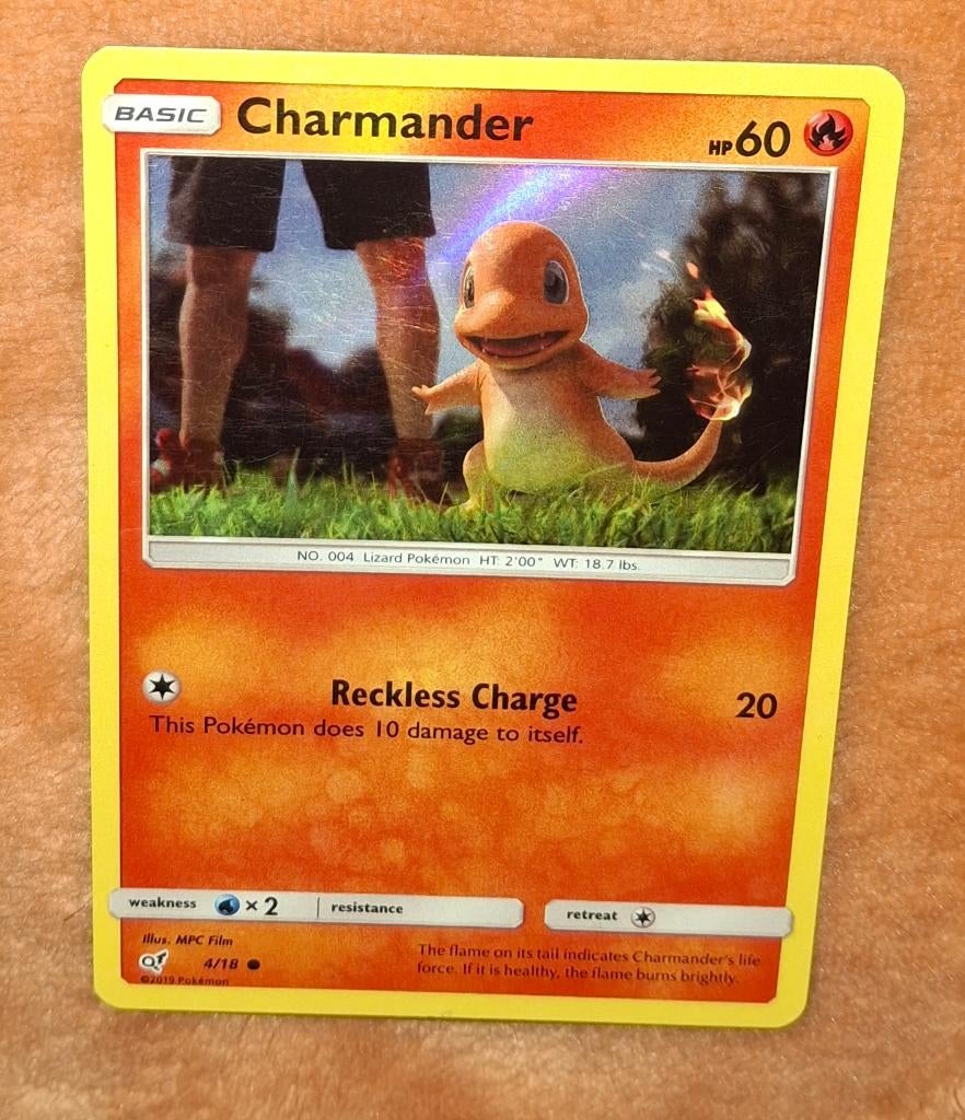Detective Pikachu Charmander Pokémon kaart te ruil, Ophalen of Verzenden, Zo goed als nieuw, Meerdere kaarten, Foil