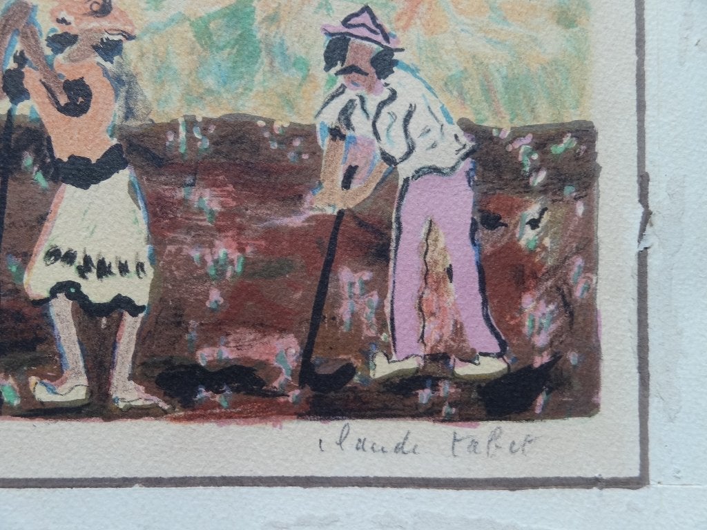 lithographie couleur épreuve d'artiste par Claude Tabet, Antiquités & Art, Envoi, Papier/carton, Autres techniques, Figures
