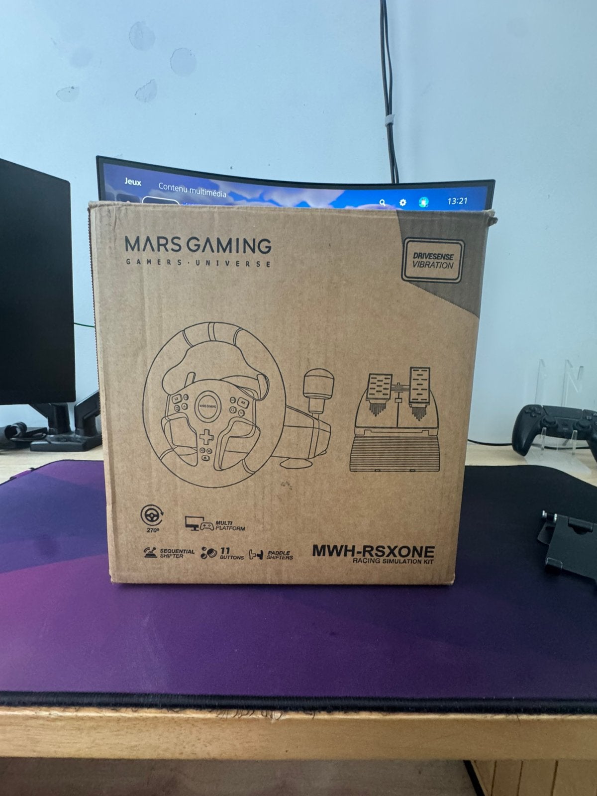 Volant Mars Gaming MWH-RSXONE 270 + Pédales – État neuf, Enlèvement, Comme neuf
