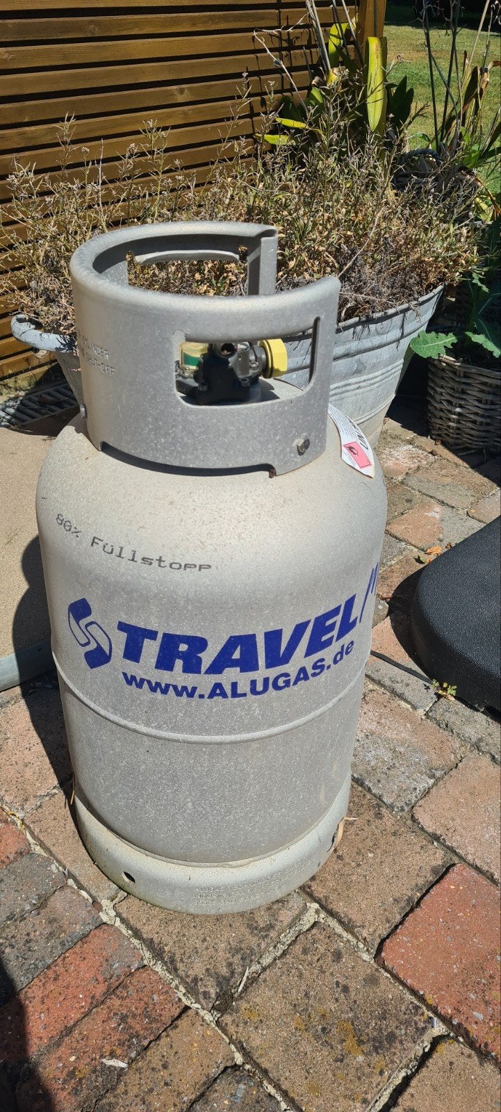 2X Alugas Travelmate 27L aluminium gasflessen, Ophalen, Gebruikt