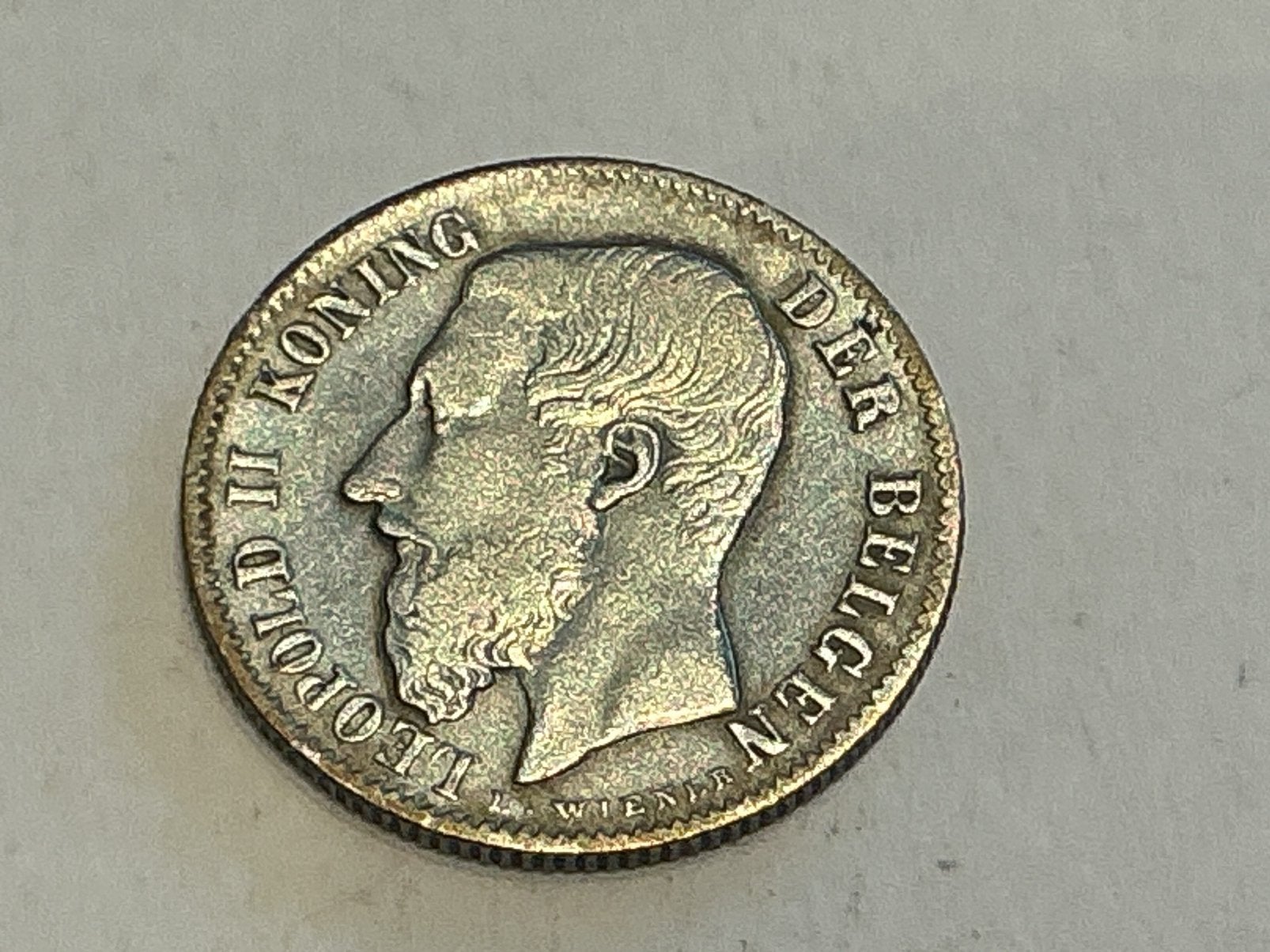 België 1/2 Frank 1886 zilver, Postzegels en Munten, Ophalen of Verzenden, Zilver