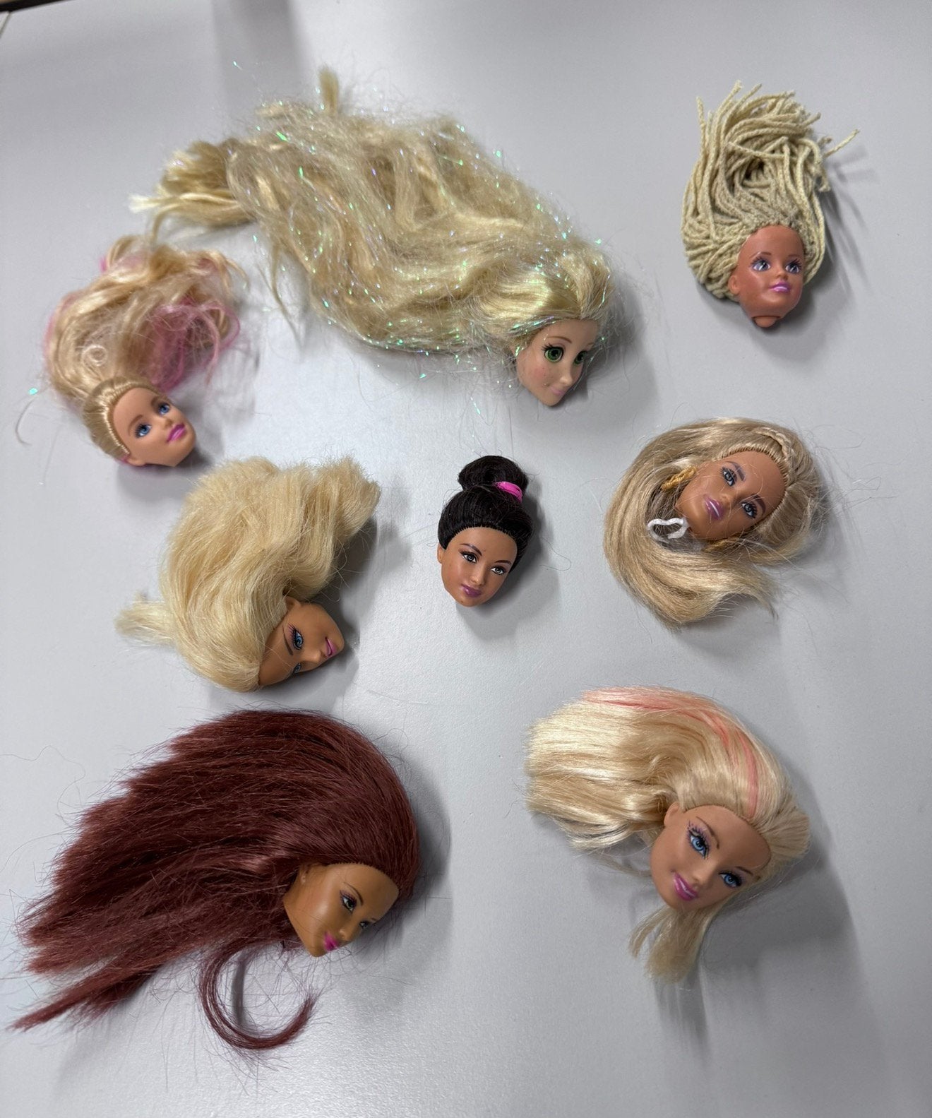 8x mattel vintage barbie hoofd hoofden met mooi haar 1998, Ophalen of Verzenden, Zo goed als nieuw, Accessoires
