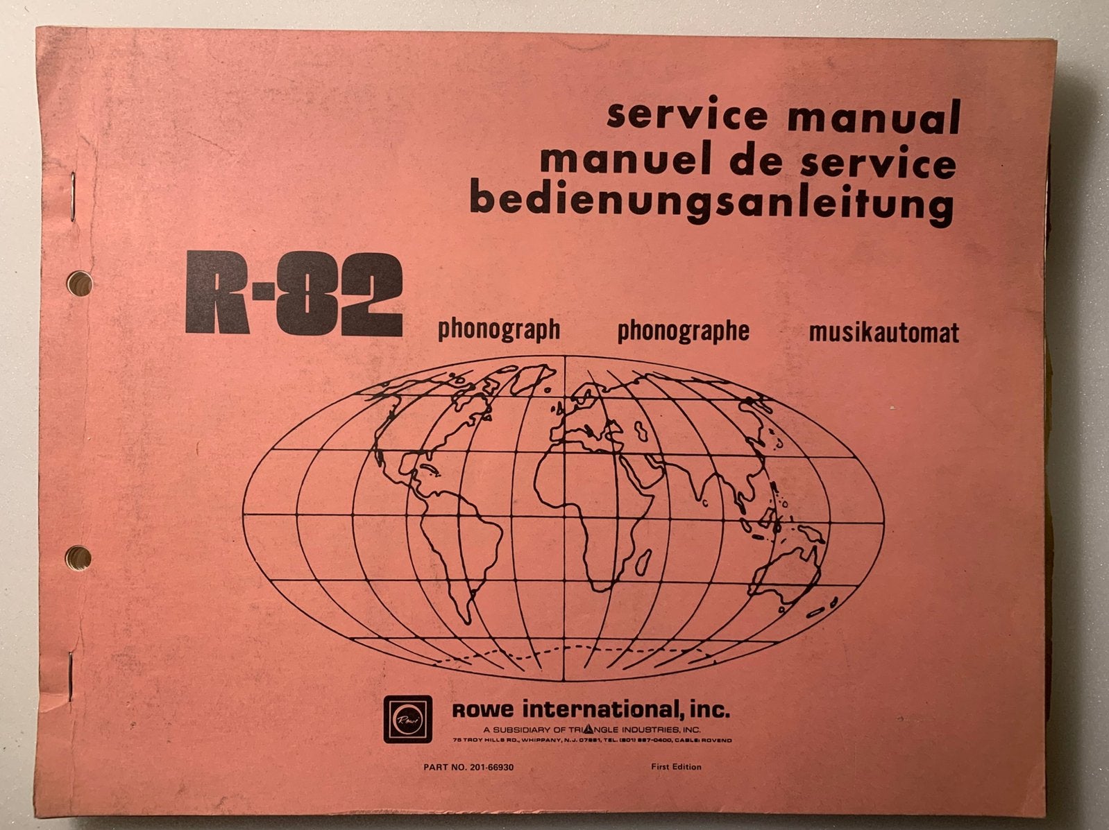 Manuel d'entretien Rowe AMI R-82 (original), Enlèvement, Utilisé, Ami