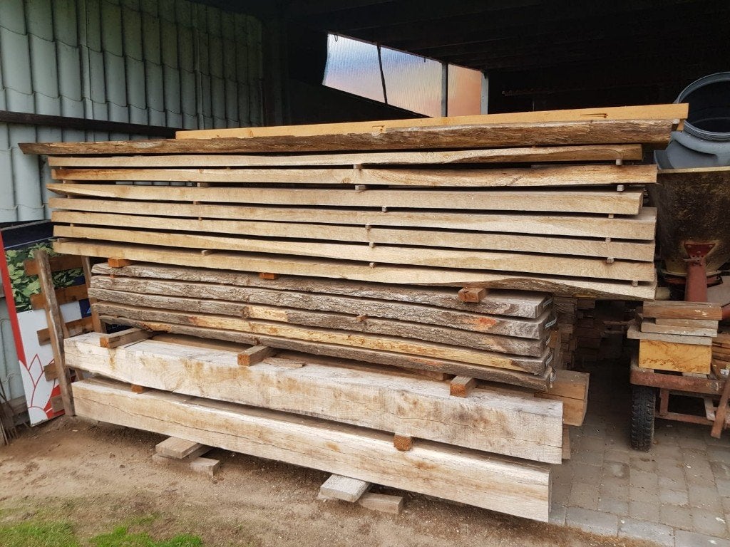 Eiken en grenen platen + balken, eiken schalen - Brecht, Doe-het-zelf en Bouw, Ophalen