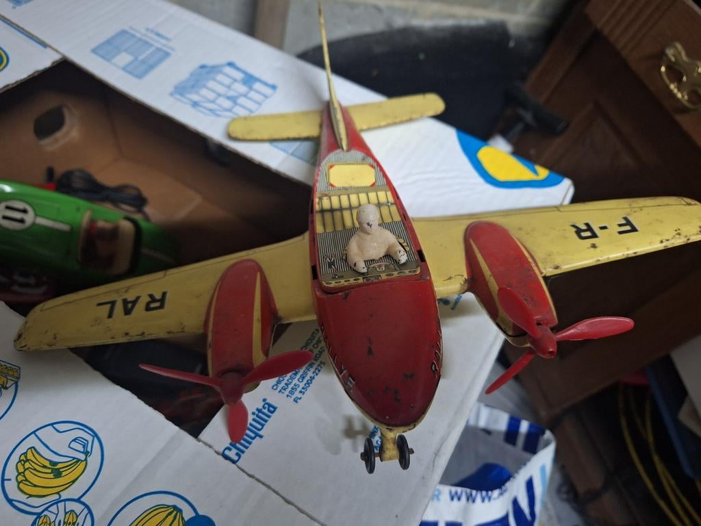 Vintage metalen vliegtuig joustra france, Verzamelen, Ophalen of Verzenden