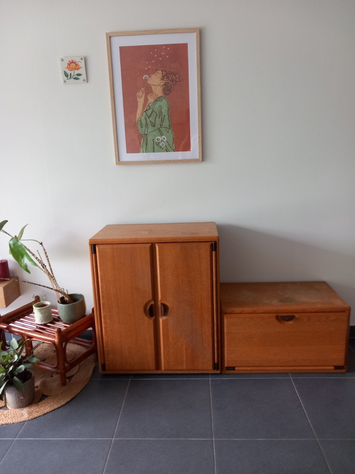 Vintage kast en barkast, Ophalen, Gebruikt, Eikenhout, Vintage